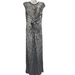 Mac Duggal Silver Sequined Cap Sleeve Evening Gown Womens Size 6 Formal Party Photo 4
