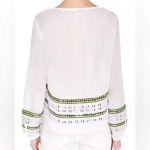 Tory Burch Madeline Sequin Peasant Blouse 100% Cotton Size 6 Photo 3