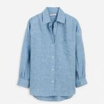 Madewell Button Up Linen Blouse in Coastal Blue Sz Medium NWT Photo 4