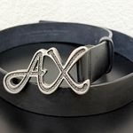 Armani Exchange A/X Black Genuine Leather AX Logo Buckle Belt Size S Waist 29-33 Photo 0