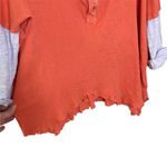 Free People Star Destructed Henley Top Size Small Coral Layered Oversized Photo 3
