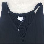 Michael Stars  Black Ribbed Midi Tank Dress Sleeveless Reversible Size Medium New Photo 4