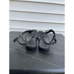 Audrey Brooke Audrey Brook women’s flat leather woven thong sandals braided black Sz 7 Photo 6