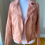 A New Day  Blush Pink Suede Cropped Moto Jacket Rose Gold Details Size Small Photo 0