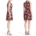 Kate Spade Shadow Buds Pleated Silk Tie Neck Poppy Floral Dress Sz 2 Photo 2