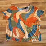 Rachel Zoe Rachel‎ Zoe 2X Abstract Print Top 100% Cotton Retro Mod Festival Travel Tee Photo 0