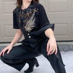 ZARA Black Vegan Leather Rocker Chick Grunge Overall Jumpsuit Medium Photo 6