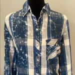 Blue and White Plaid Button Photo 1