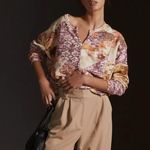 Anthropologie  Pilcro Floral Patchwork Notched V-Neck Pullover Purple Medium Photo 1