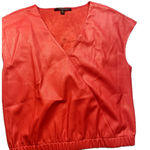 Marc New York Andrew Marc Red Faux Leather Faux Wrap V Neck Sleeveless Crop M Size M Photo 0