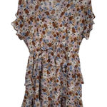 ASTR the Label Taupe Multi Floral Dress Womens Large Boho Hippie Country Ruffle Photo 0