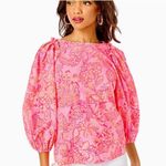 Lilly Pulitzer  Pink Barbara 3/4 Sleeve Top in Mandivilla Baby Size XL Photo 0