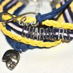 NFL  Los Angeles Chargers Blue/Yellow Braided Cord Charm 6"-7" Unisex Bracelet Photo 0