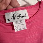 Vintage N Touch Short Sleeve Blouse Pink Textured Stripe L Size L Photo 8