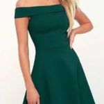 Lulus Season of Fun Forest Green Off-the-Shoulder Skater Dress Size M Photo 1