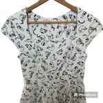 Ixia Women’s Cat Print Fit & Flare Dress White & Black Retro Style Made In USA L Size L Photo 2