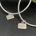 Sterling Silver GK Designs  Peace & Spirit Tag Charm Bangle Bracelets Photo 1