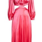 RAHI Cierra Cutout Balloon Sleeve Satin Midi Dress Fuchsia Womens Size Small Pink Photo 10