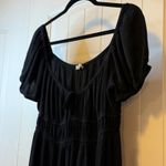 Blush Puff Sleeve Smocked Waist Maxi Dress Square Neck Tie Front Ruffle Hem XL Black Photo 3