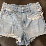American Eagle American Eagle Outfitters Women's Distressed Light Blue Jean Shorts Photo 0