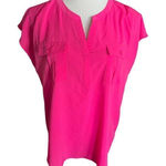 Jaclyn Smith Womens Collection Pink Split Neck Cap Sleeve Blouse Top - Sz L Photo 0