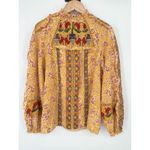 Anthropologie Maeve Goldie Embroidered Cross Stitch Yellow Blouse Size US 0 Boho Photo 1
