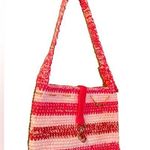 PINK Striped Crochet Shoulder Purse Photo 0