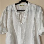 Dolma white linen pintuck coverup dress Size L Photo 1