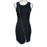 Superfoxx  bodycon black mini dress front asymmetric zipper Stretchy Sz S Photo 1