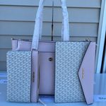 Michael Kors  Powder Blush Maisie Tote 3 In 1 Large Leather Purse Photo 1