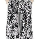 Amanda Uprichard 100% Silk Floral Black White Women's Sleeveless Buttons sz M Photo 0