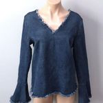 Anthropologie Moelleux Denim Lace Up Bell Sleeve Photo 0