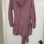 Revolve NWOT L'Academie Eden pink Tie waist linen romper size US small Photo 3