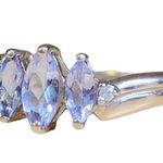 10K 10KT Yellow Gold Triple Marquise Tanzanite Diamond Accent Ring Size 7 Photo 2