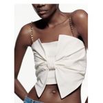 ZARA - OYSTER WHITE TOP WITH GOLD CHAIN STRAPS Photo 3