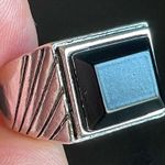 Black obsidian S925 antique silver ring size 9.25 Photo 5