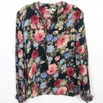Seven7  Floral Tie Front Tassel Top Black Small Photo 4