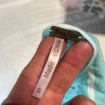 Poof! Crop Top Crochet Lace Knit Flowy Striped Aquamarine Womens Small Photo 6