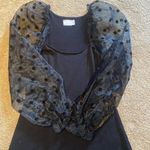 ASOS  DESIGN Witchy Goth Knitted Dress w Organza Dotted Puff Sleeve Black Size 8 Photo 1