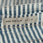 Pilcro  Women’s 28 Blue White Striped Ultra High Rise Patch Pocket Denim Shorts Photo 5