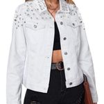 NWT Women’s White Jean Jacket Embellished Western Trucker Photo 0