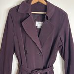 Jacqueline Ferrar Vintage Purple Trench Coat Women Size 12 Double Breasted +Belt Photo 5