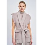 En Saison Nell Knit Cardigan Vest with Tie Size Small NWT Gray Photo 1