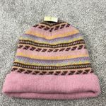 New Lord and Taylor Angora Wool Pink and Brown Stripe Knit Winter Cap Beanie Photo 7