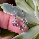 Cubic Zirconia Elephant Solid Sterling Silver Earrings Photo 1