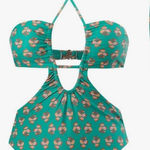 🏷️ One piece bathing suit and Coverup Set Green Floral Size Medium Photo 0