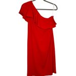 Amanda Uprichard  Red One Shoulder Ruffle Mini Dress Size Medium Photo 1
