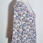 J.Jill  Geometric Floral Print Tee Size Large Petite Blue and Red Print Top Photo 4