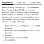 Lulus Lulu’s Take Me To Brunch Lace Shift Dress Burgundy Photo 3