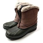 BASS | Brown Black Leather Zip Duck Boot Fleece Lined 11 Photo 0